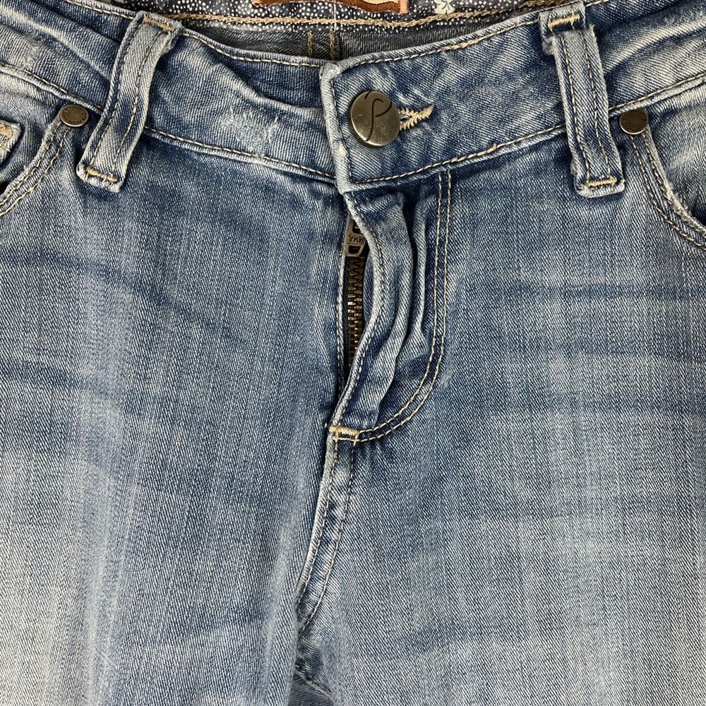 Paige Roxbury Low Rise Peg Leg Jeans Skinny Light Blue Denim Pockets 29 Casual - Picture 3 of 11
